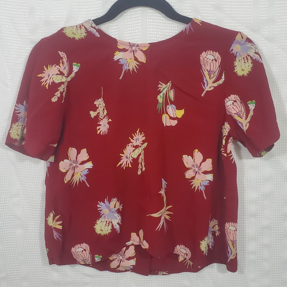 MADEWELL Blouse Red Floral Size Small